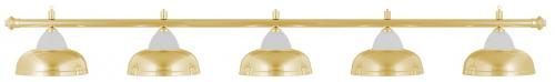 Бильярдный светильник Керн 5 плафонов (золотистая штанга, золотистый плафон)